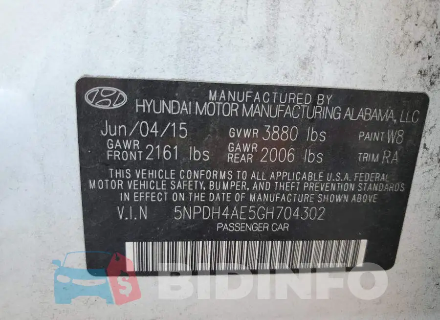 5NPDH4AE5GH704302 Photo# 13