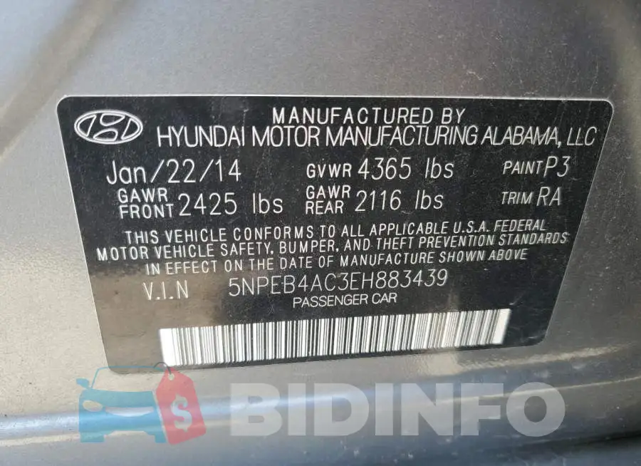 5NPEB4AC3EH883439 Photo# 12