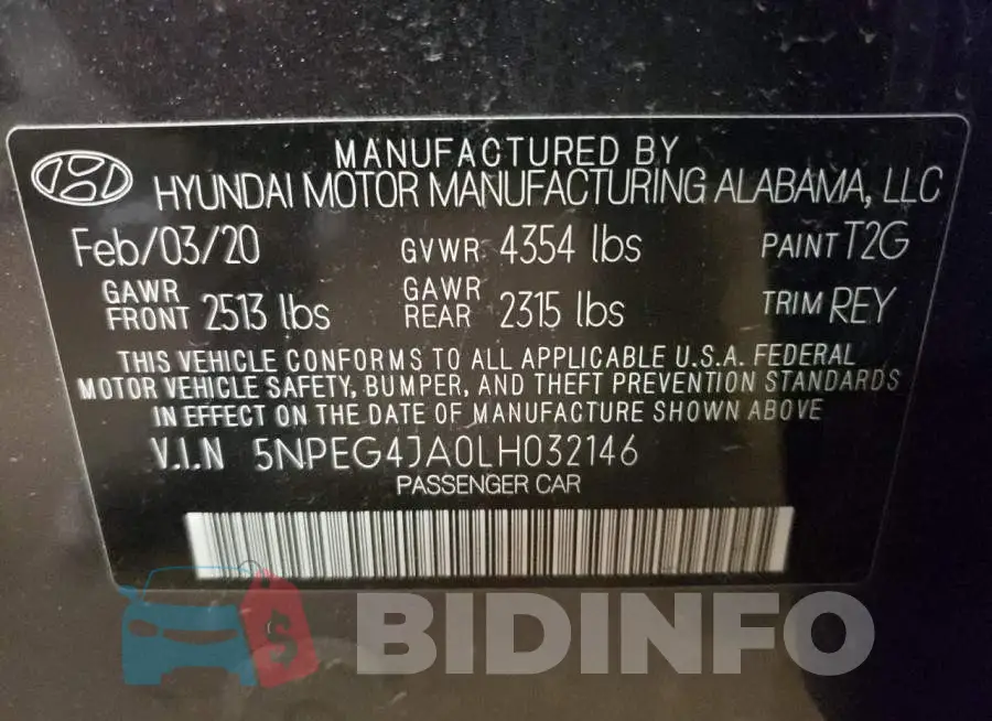 5NPEG4JA0LH032146 Photo# 12