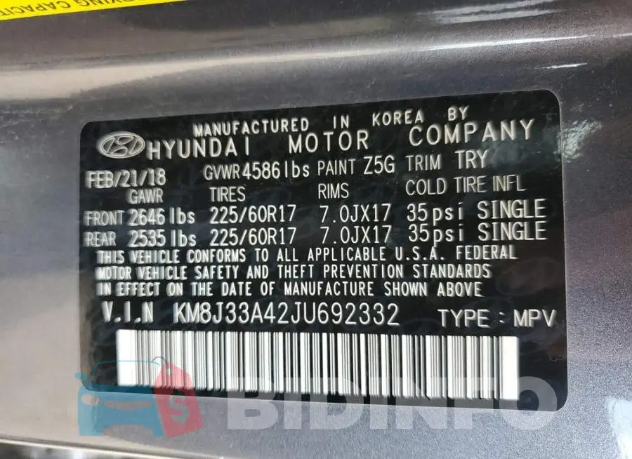 KM8J33A42JU692332 Photo# 13