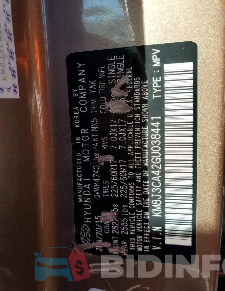 KM8J3CA42GU038441 Photo# 13