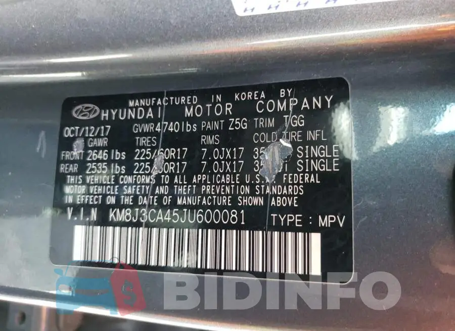 KM8J3CA45JU600081 Photo# 13