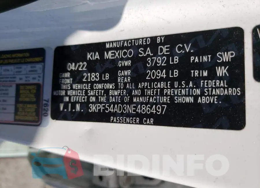 3KPF54AD3NE486497 Photo# 12