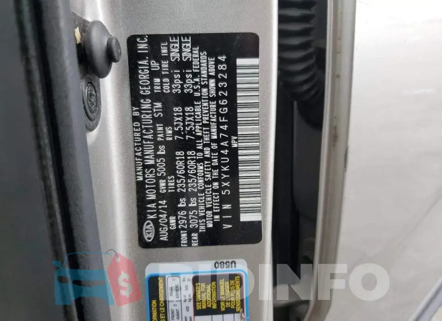 5XYKU4A74FG623284 Photo# 14