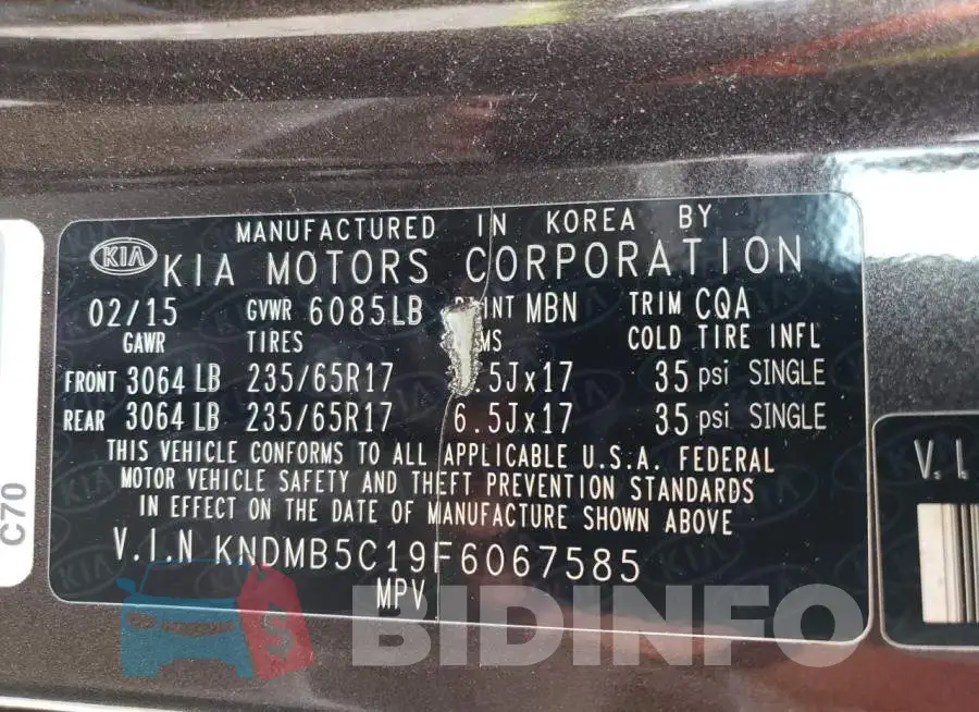 KNDMB5C19F6067585 Photo# 13
