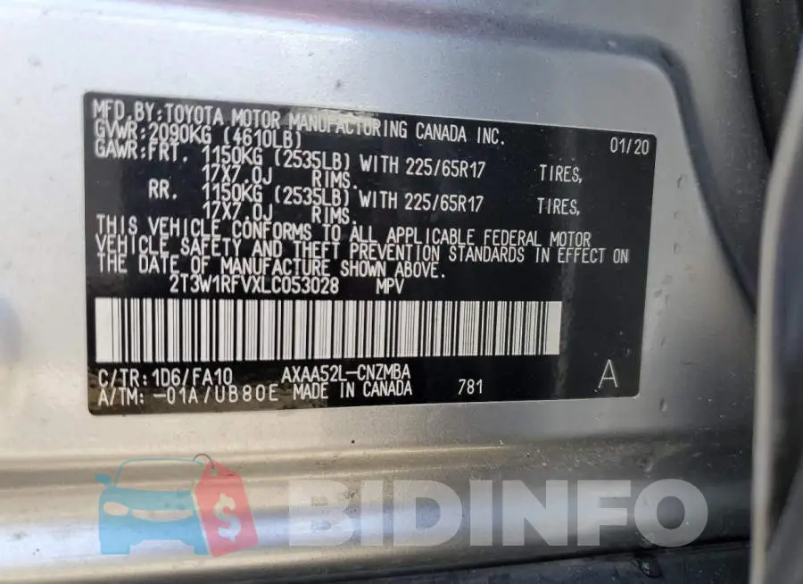 2T3W1RFVXLC053028 Photo# 14