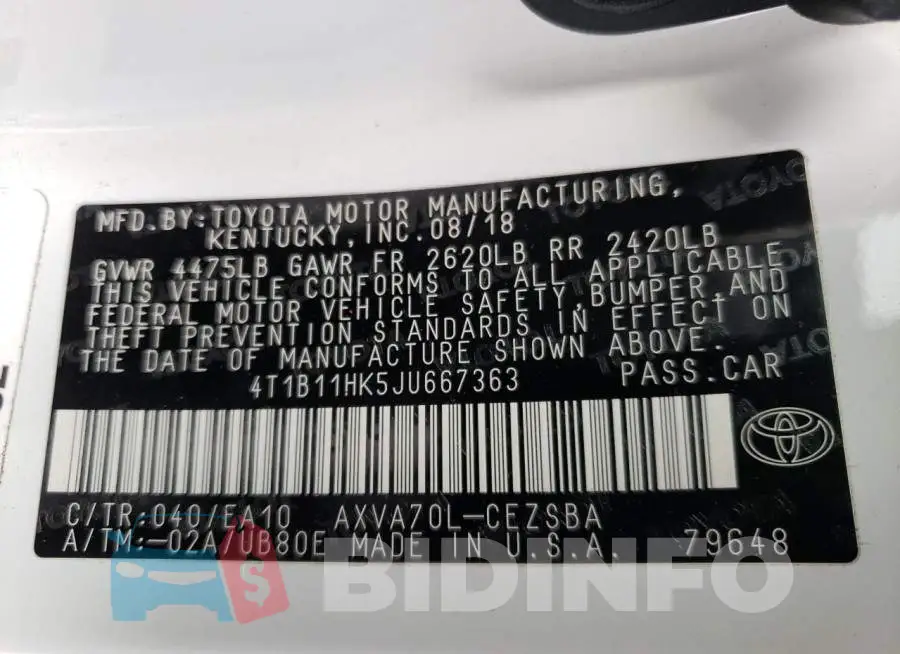 4T1B11HK5JU667363 Photo# 12