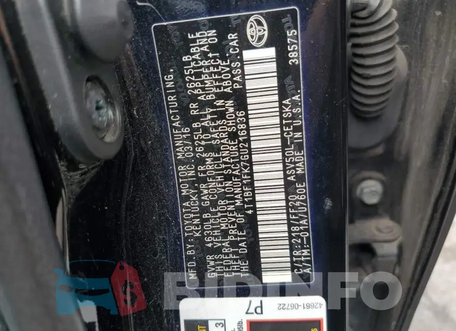 4T1BF1FK7GU216836 Photo# 12