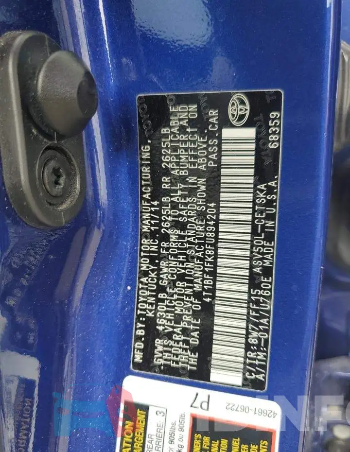 4T1BF1FK8FU894204 Photo# 12