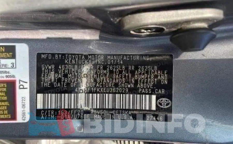 4T1BF1FKXEU362029 Photo# 10
