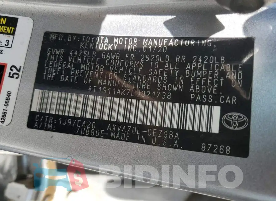 4T1G11AK7LU921738 Photo# 12