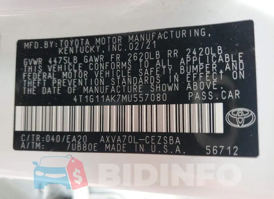 4T1G11AK7MU557080 Photo# 12
