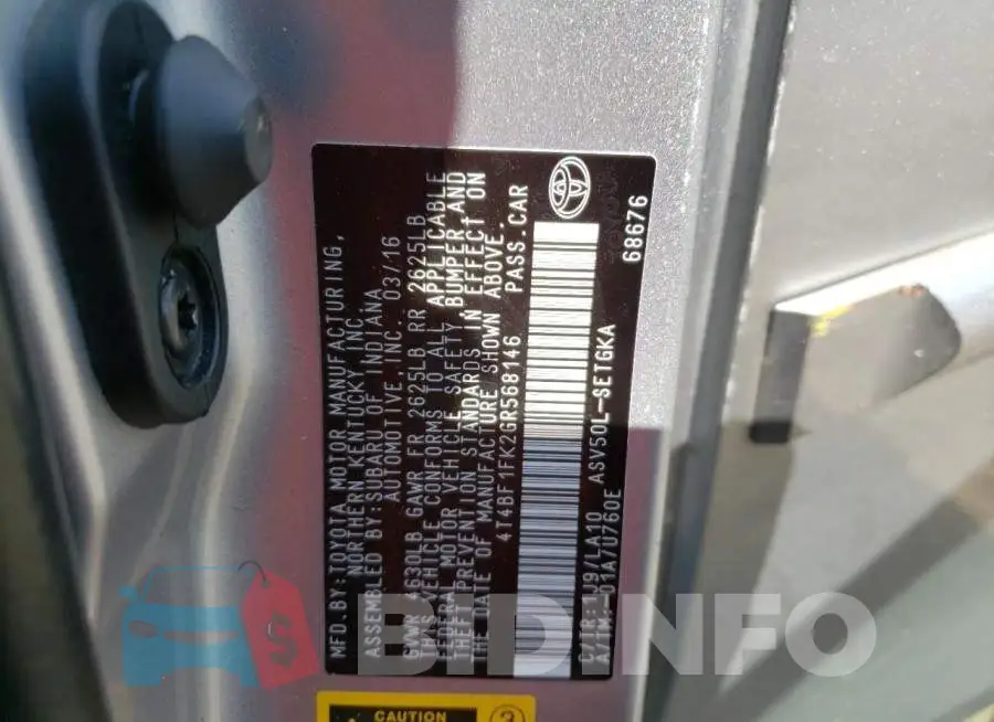 4T4BF1FK2GR568146 Photo# 12