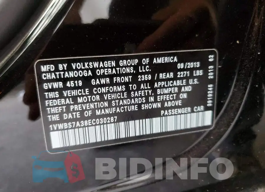 1VWBS7A38EC030287 Photo# 12