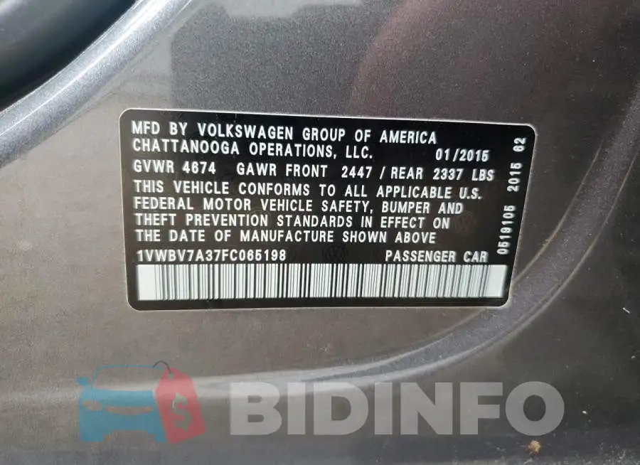 1VWBV7A37FC065198 Photo# 12