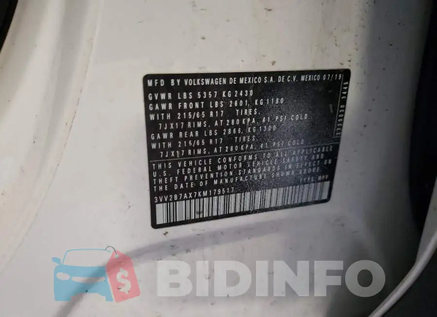 3VV2B7AX7KM179517 Photo# 13