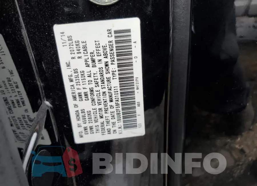 19UUB2F59FA010511 Photo# 13