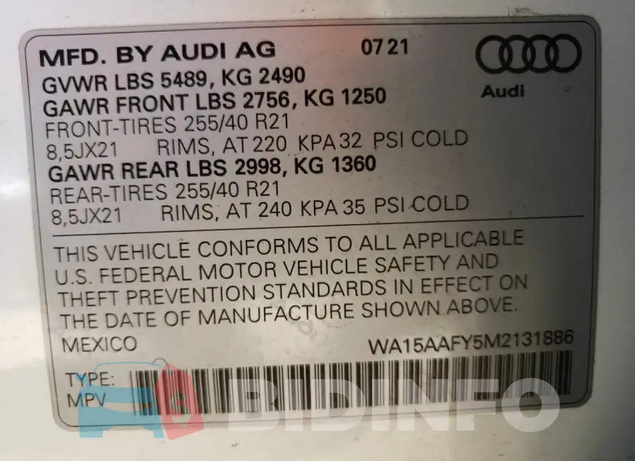 WA15AAFY5M2131886 Photo# 13