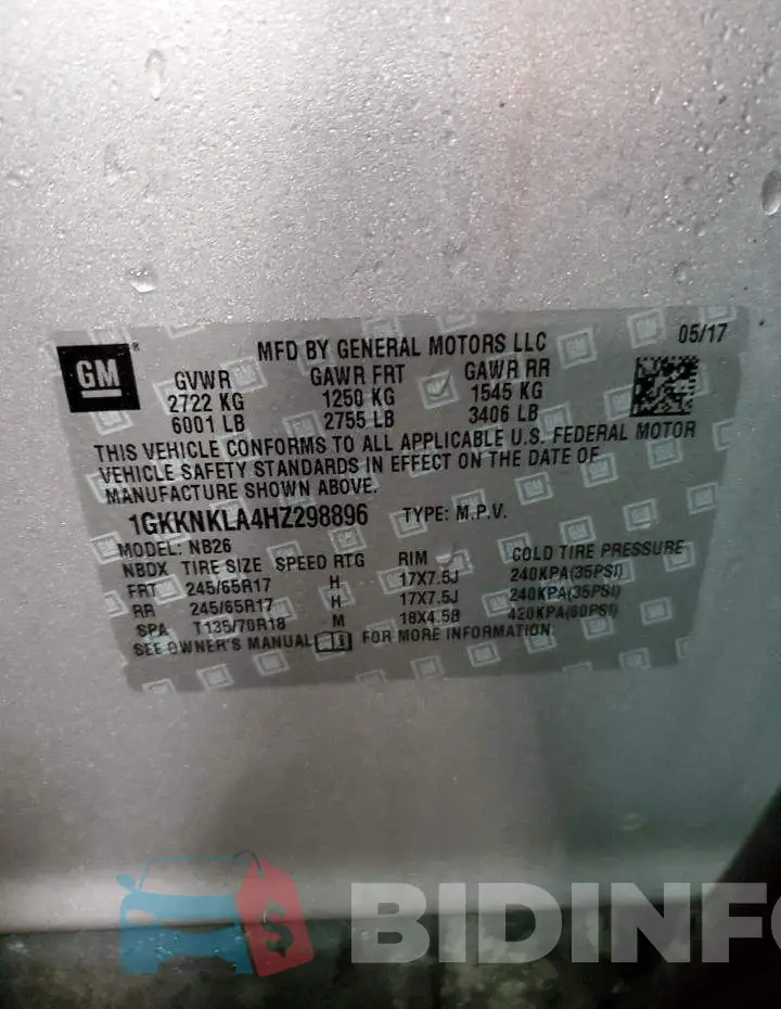 1GKKNKLA4HZ298896 Photo# 13