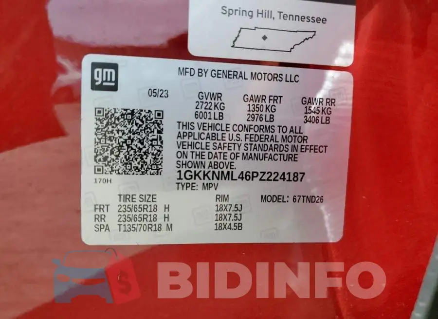1GKKNML46PZ224187 Photo# 13