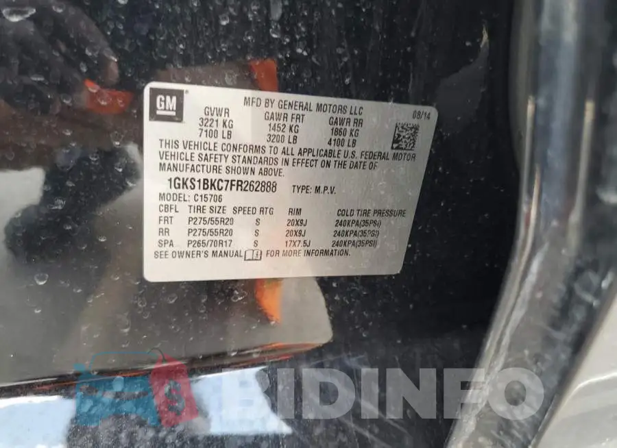 1GKS1BKC7FR262888 Photo# 14