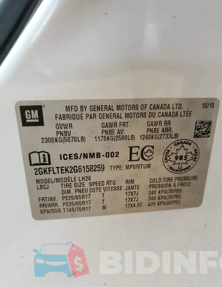 2GKFLTEK2G6158259 Photo# 12