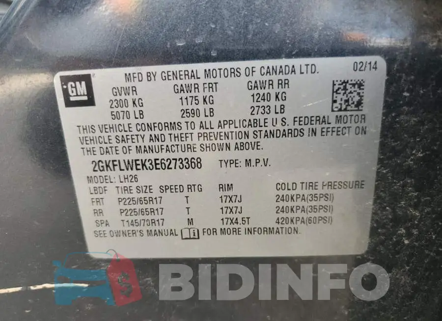2GKFLWEK3E6273368 Photo# 13