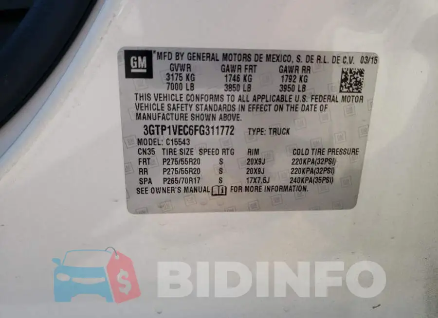 3GTP1VEC6FG311772 Photo# 13