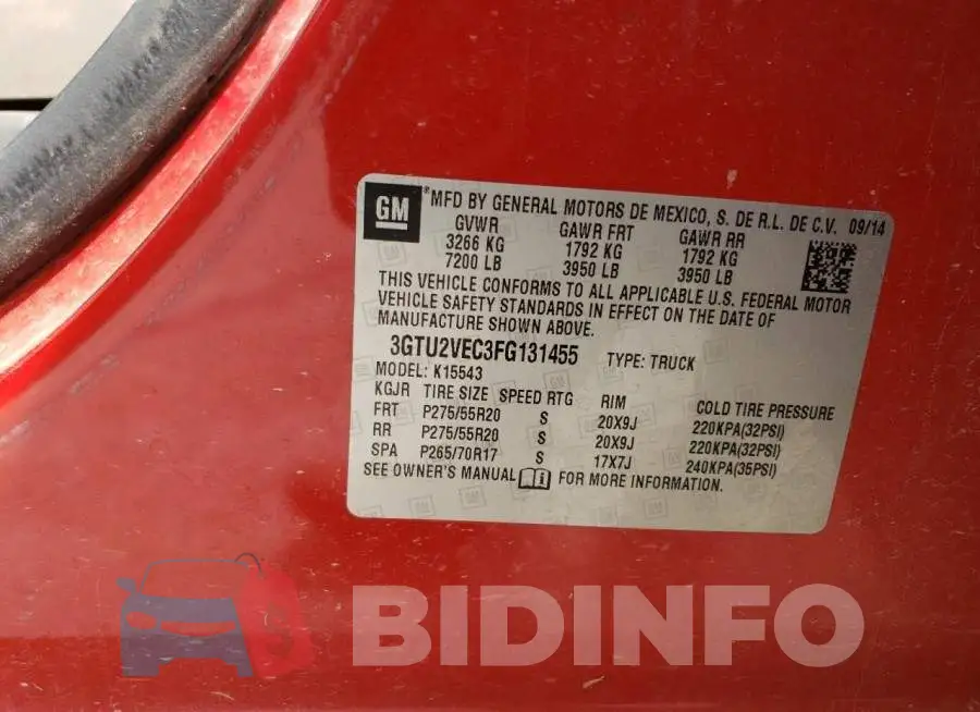 3GTU2VEC3FG131455 Photo# 13