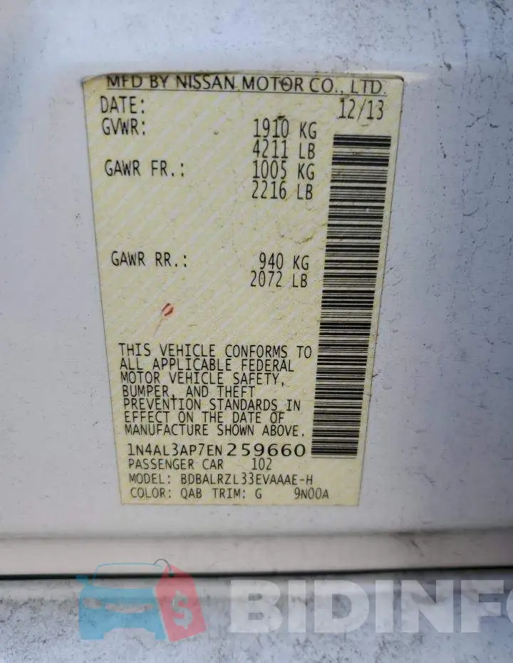 1N4AL3AP7EN259660 Photo# 12