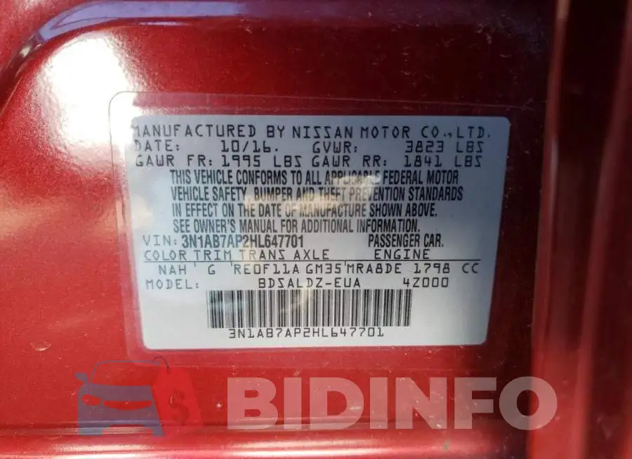 3N1AB7AP2HL647701 Photo# 13