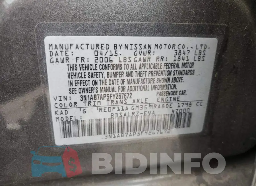 3N1AB7AP5FY267672 Photo# 13