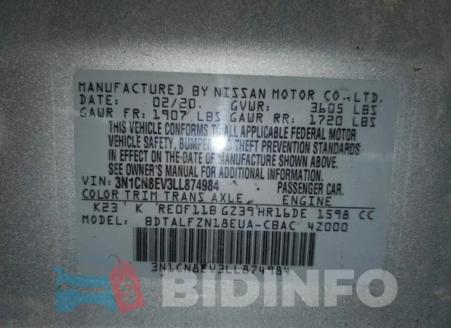 3N1CN8EV3LL874984 Photo# 12