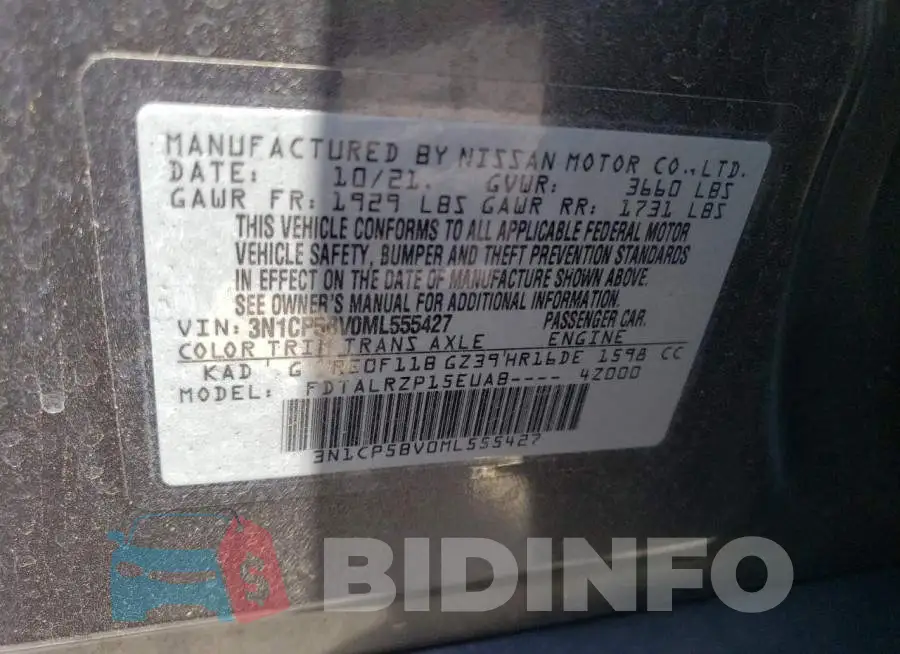 3N1CP5BV0ML555427 Photo# 14