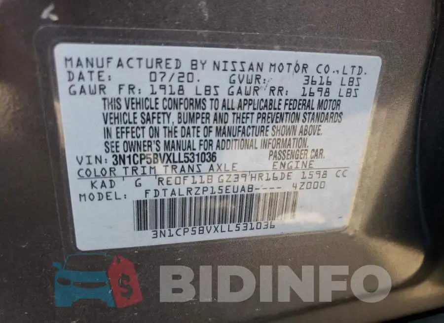 3N1CP5BVXLL531036 Photo# 13