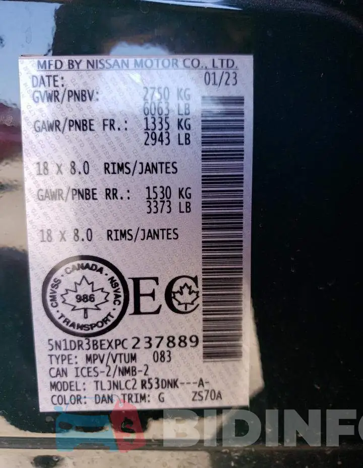 5N1DR3BEXPC237889 Photo# 14