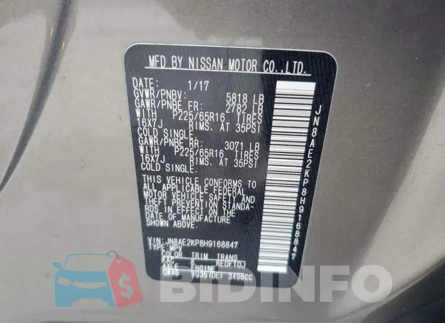 JN8AE2KP8H9168847 Photo# 13