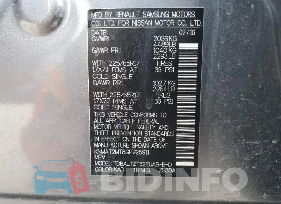 KNMAT2MT8GP725911 Photo# 13