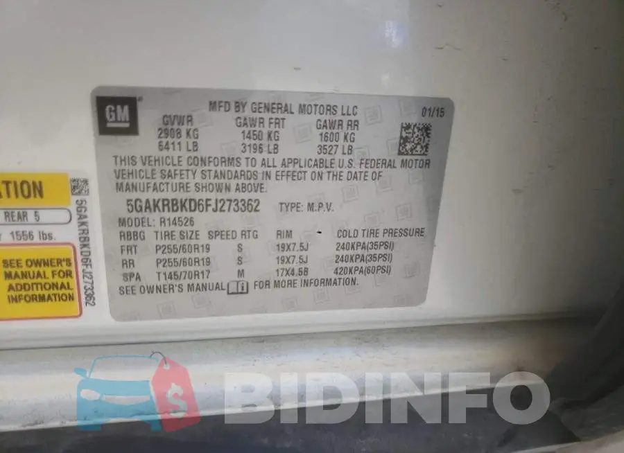 5GAKRBKD6FJ273362 Photo# 13