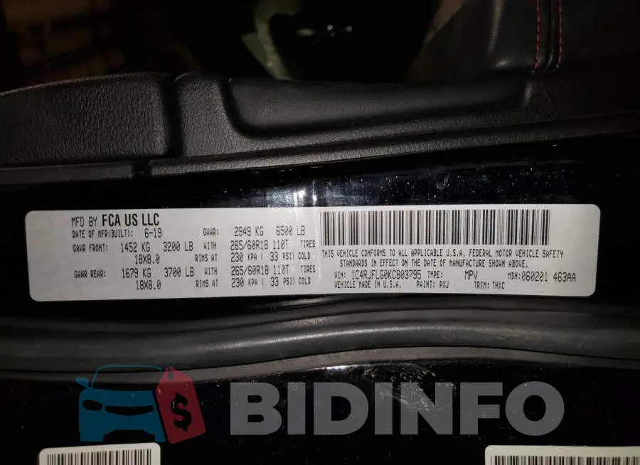 1C4RJFLG0KC803795 Photo# 12