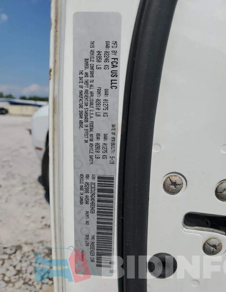 2C3CDZAGXKH669459 Photo# 12