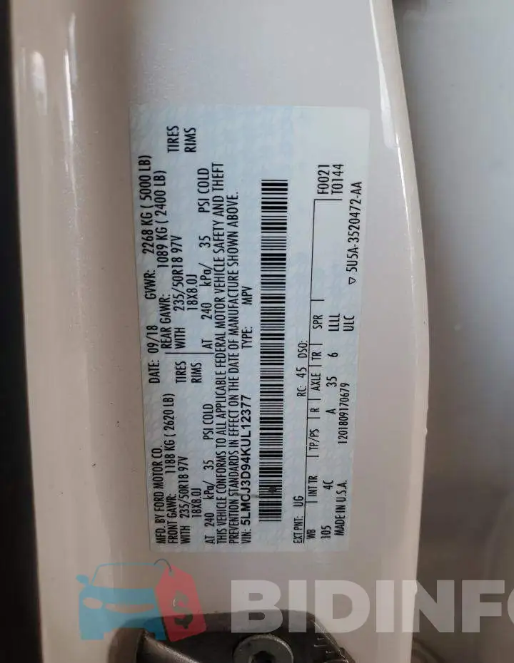 5LMCJ3D94KUL12377 Photo# 12