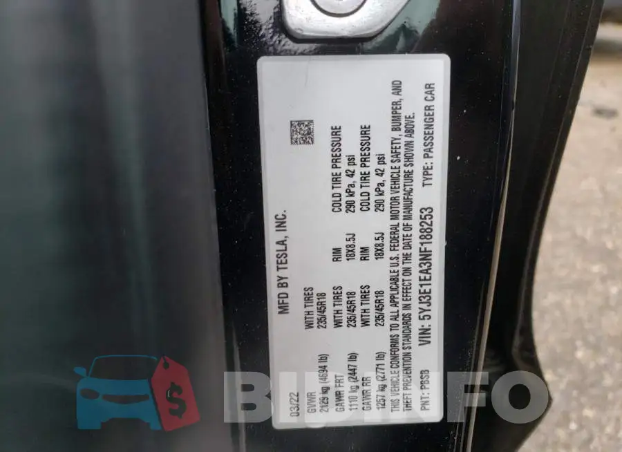 5YJ3E1EA3NF188253 Photo# 12