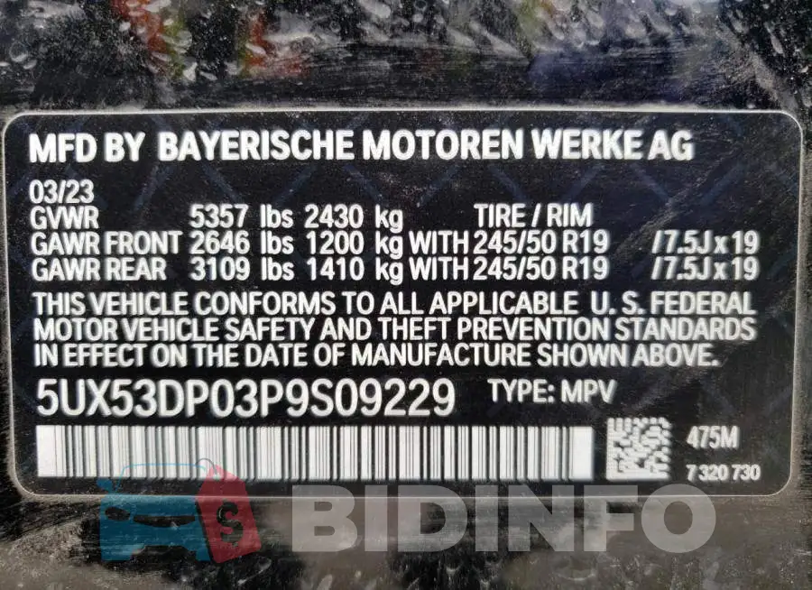 5UX53DP03P9S09229 Photo# 14