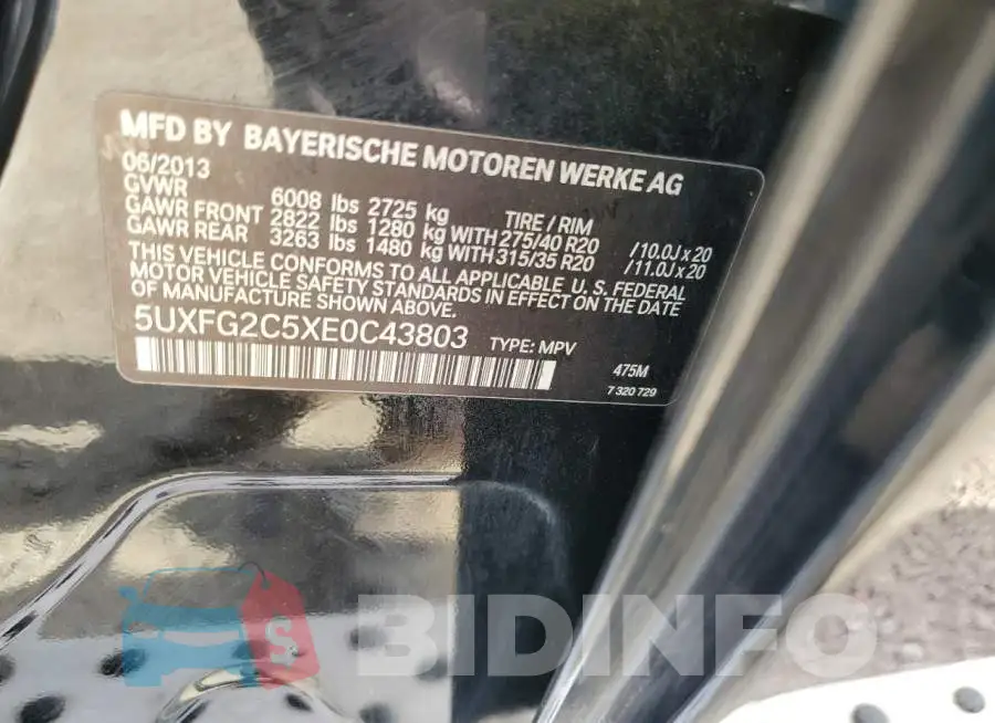 5UXFG2C5XE0C43803 Photo# 14