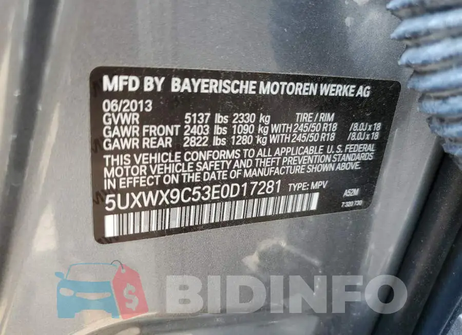 5UXWX9C53E0D17281 Photo# 12
