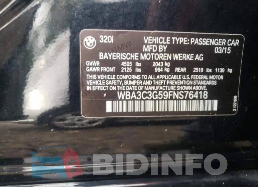 WBA3C3G59FNS76418 Photo# 12