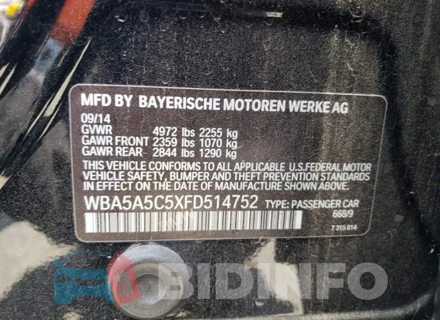 WBA5A5C5XFD514752 Photo# 10
