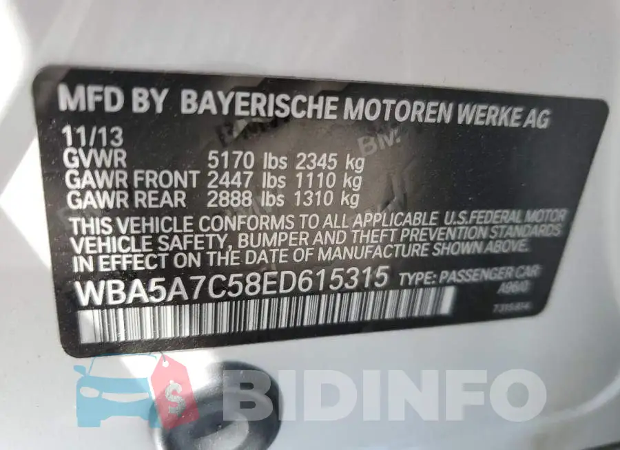 WBA5A7C58ED615315 Photo# 12