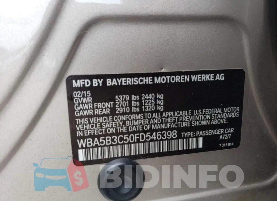 WBA5B3C50FD546398 Photo# 12